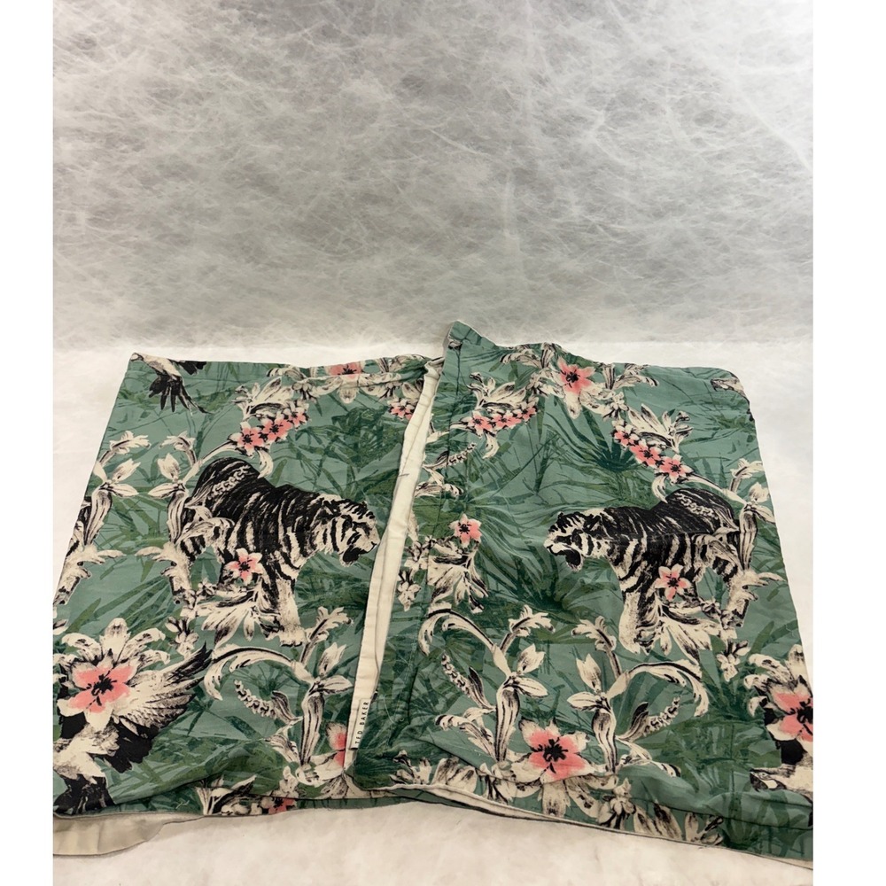 Ted Baker London Tiger Tropical Jungle Print Cotton Pillow Sham Green Set of 2